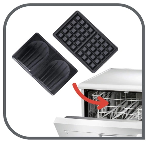 Las placas para gofres se pueden lavar en el lavavajillas.